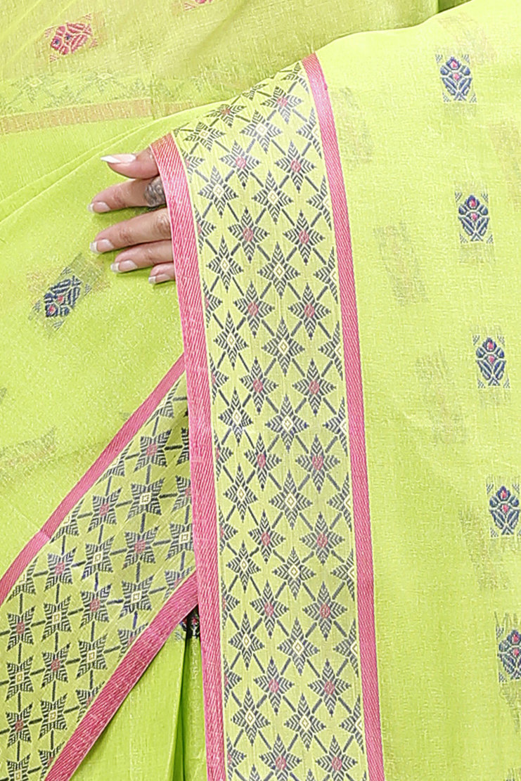 Olive Green Pure Cotton Reese Tant Saree (970)